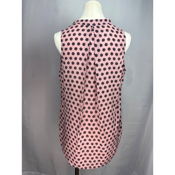 Bella Dahl Womens Sleeveless Pink & Black Polka Dot Blouse S - Picture 3 of 5
